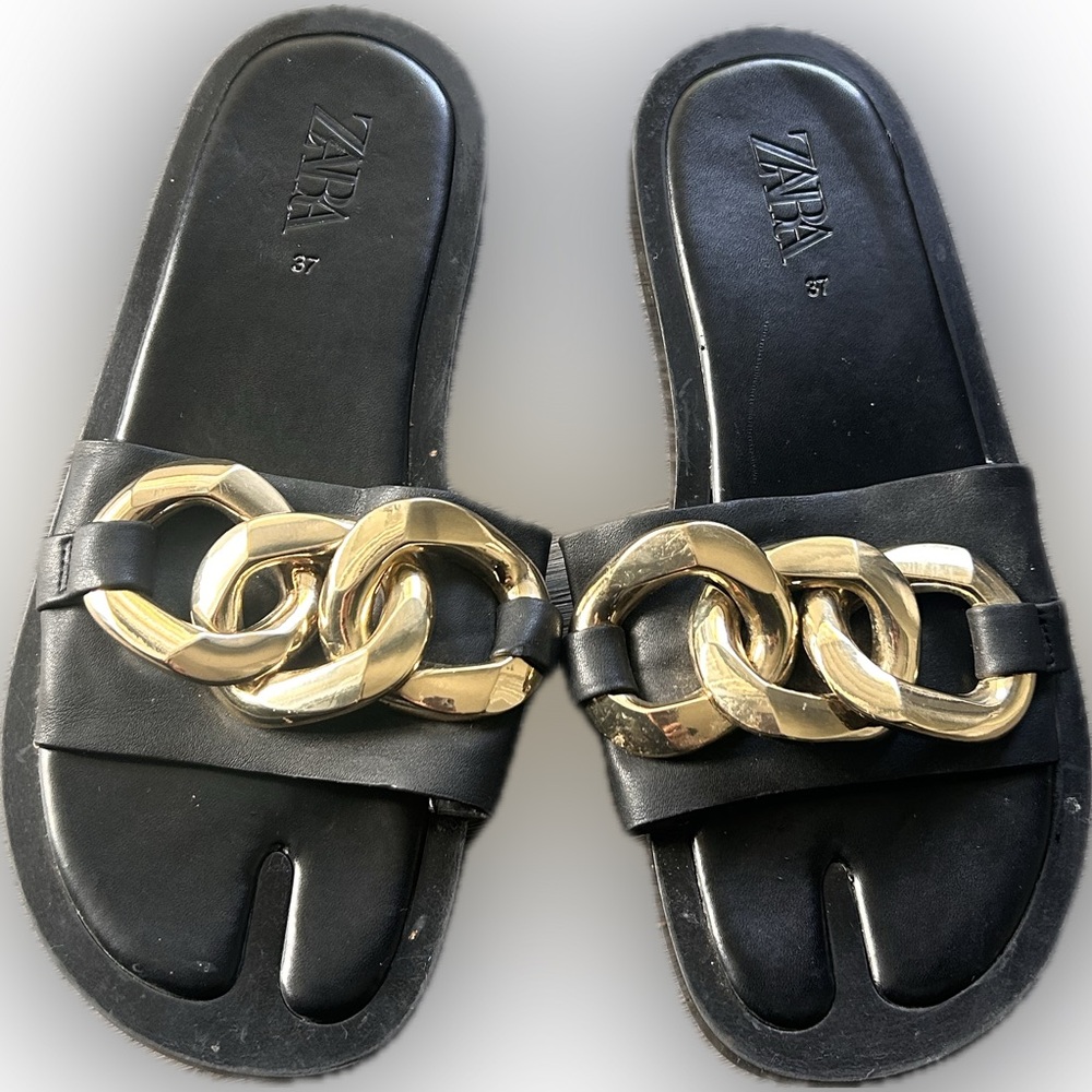 ZARA metallic chain sandals size 37